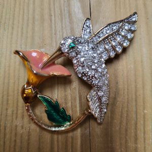 Brooch Hummingbird with Flower 