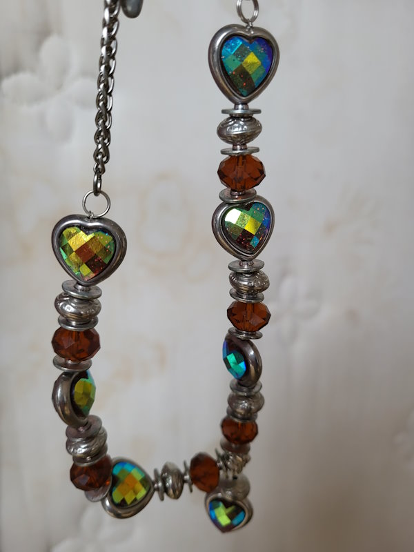 Chain Hearts and Beads Necklace