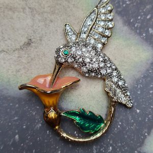 Brooch Hummingbird with Flower 