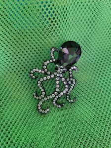 Crystal Octopus Brooch