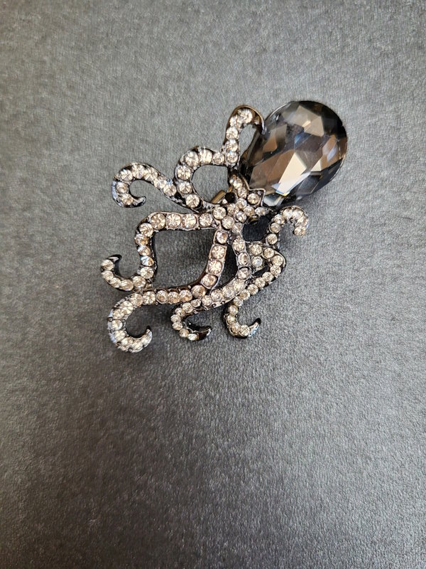 Crystal Octopus Brooch