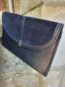 Leather Trim Clutch Bag