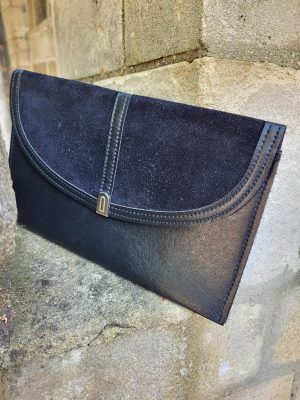 Leather Trim Clutch Bag