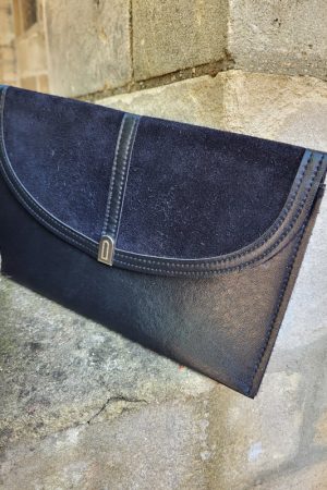 Leather Trim Clutch Bag