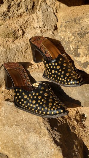 Leather Studded Mule Shoes