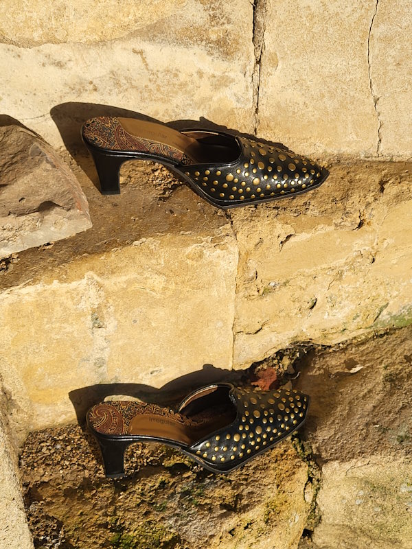 Leather Studded Mule Shoes