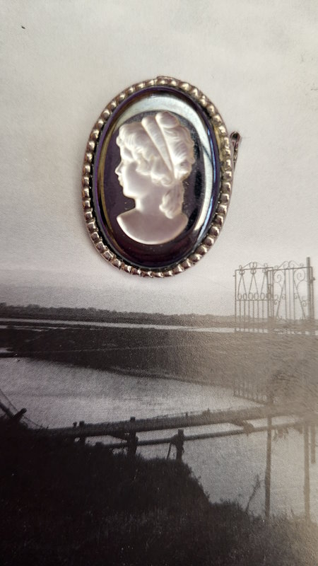 Hematite Cameo Brooch