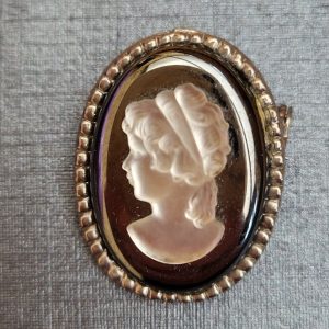 Hematite Cameo Brooch