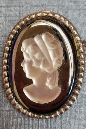 Hematite Cameo Brooch