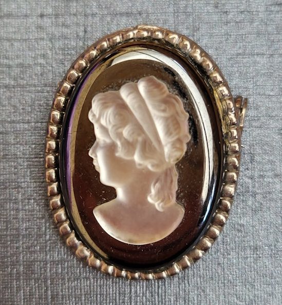 Hematite Cameo Brooch