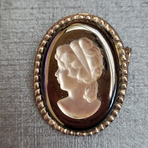 Hematite Cameo Brooch