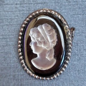 Hematite Cameo Brooch