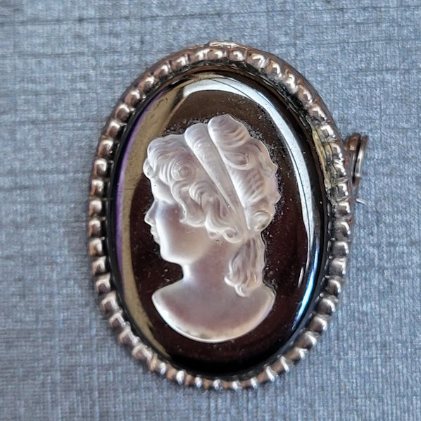 Hematite Cameo Brooch
